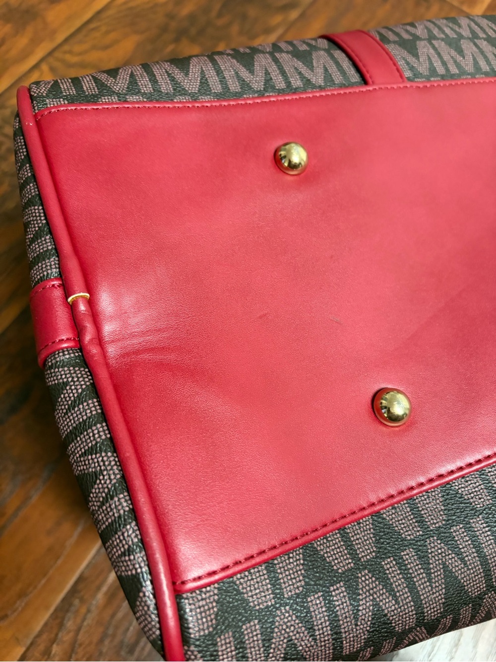 Milan duffel/weekender style bag with coated canvas & red trim - Picture 13 of 15